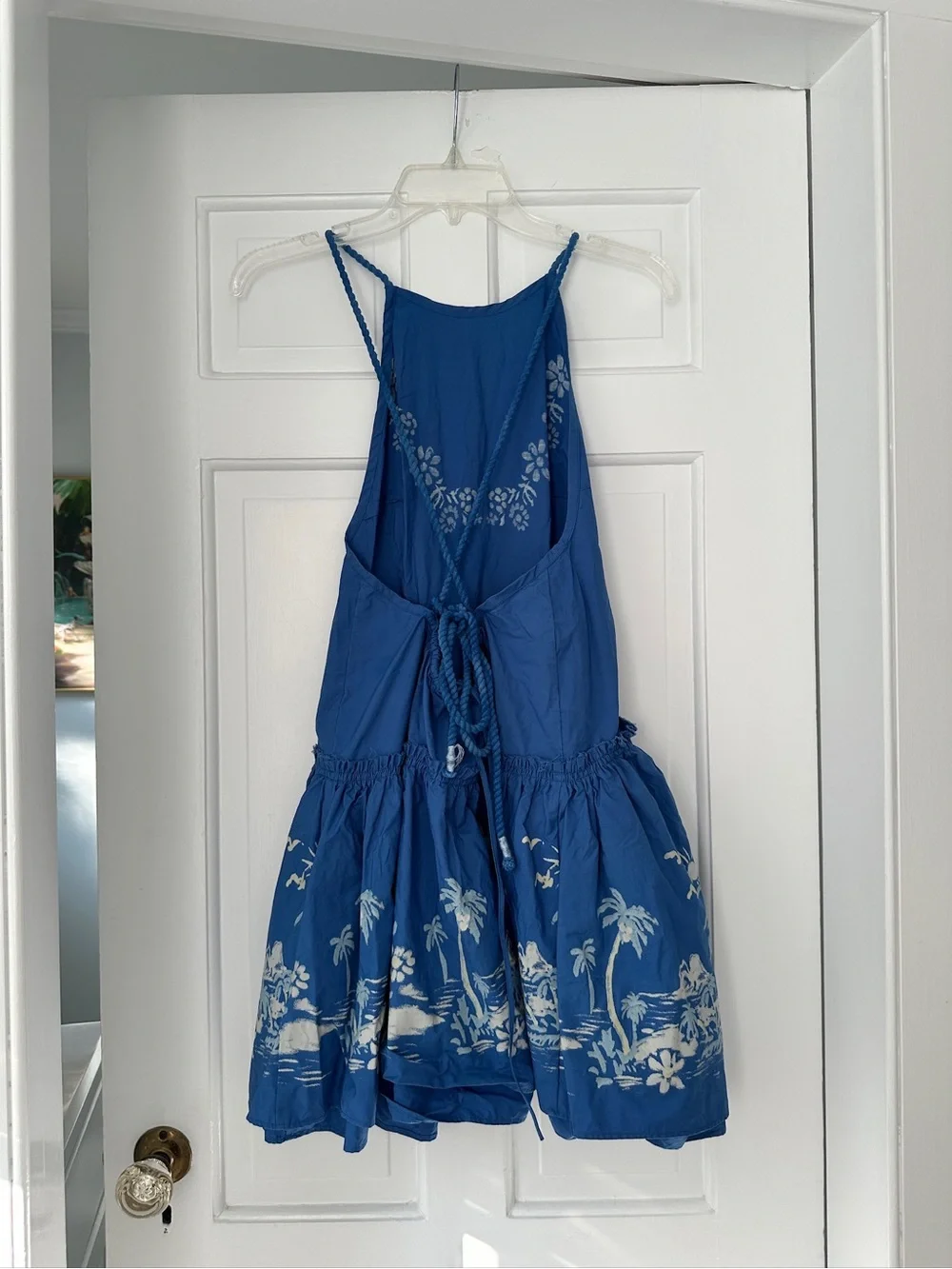 Free People Blue Indigo Deserted Island Mini Dress with Pockets Size Extra Small